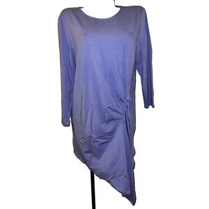 Avon Women XL Periwinkle Blue Asymmetrical Knot Front 3/4 Sleeve Tunic Top